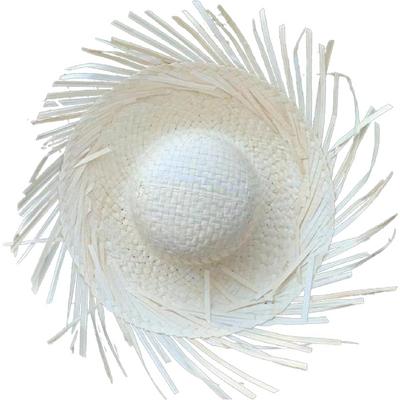 Tropikal Parti Beyaz Hasır Hawaii Şapkası 13x36 cm