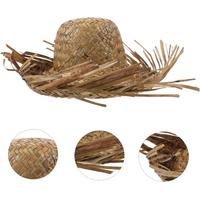 Tropikal Parti Naturel Hasır Hawaii Şapkası 13x36 cm