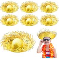 Tropikal Parti Sarı Hasır Hawaii Şapkası 13x36 cm
