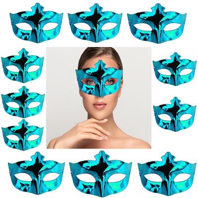 Turkuaz Mavisi Renk Toptan 12 Adet Göz Parti Maskesi Balo Maskesi Venedik