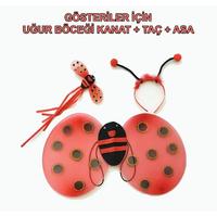 Uğur Böceği Kanat Seti Kanadı Tacı ve Asası Çocuk Boy