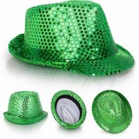 Yeşil Payetli Disco Parti Şapkası Yetişkin Işıltılı Fötr Model