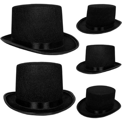 Yetişkinler İçin Siyah Renk Ringmaster Sihirbaz Şapkası Fötr Şapka 15 cm