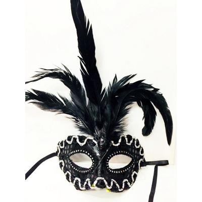 Siyah Renk Halka İşlemeli Venedik Parti Maskesi 
