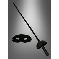 Zorro Kostüm Plastik Aksesuar Seti – Maske ve Kılıç (67 cm)